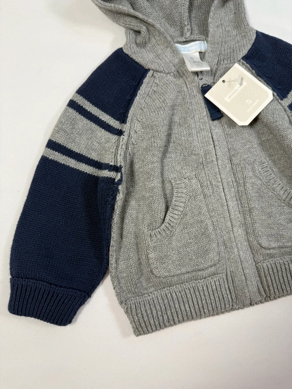 NWT OLD NAVY Y2K Varsity Sweater Hoodie Toddler 3-6M‎ Zip Up Rugby Preppy NEW